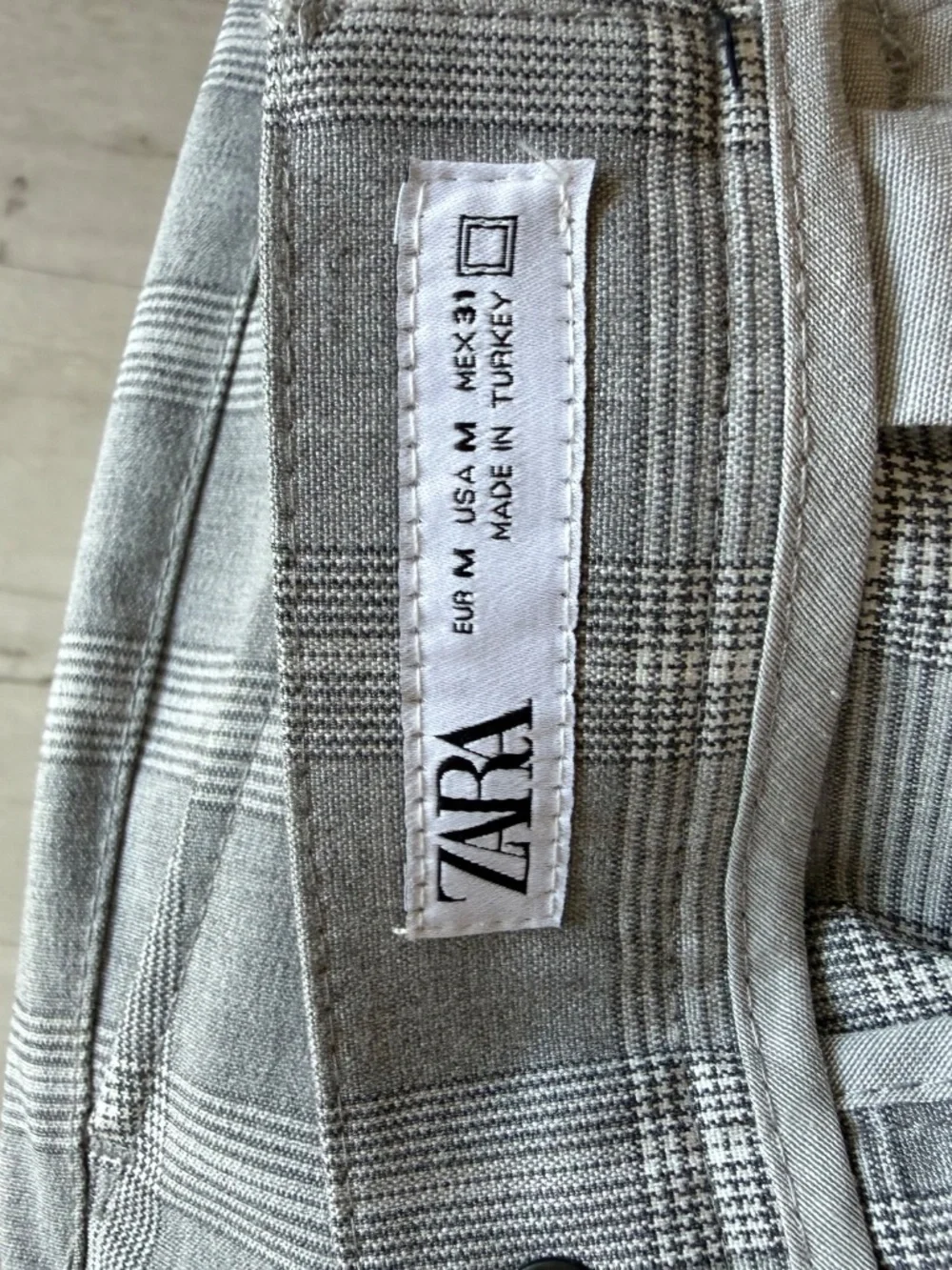Zara Gray Plaid Medium Men's Trousers